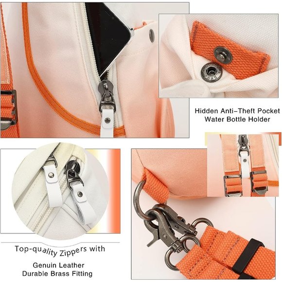 Women Small Casual Canvas Sling Crossbody Shoulder Backpack main image 4